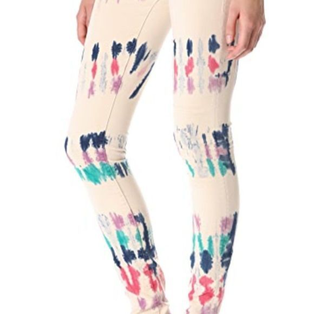 Mother The Looker Scaramouche Rainbow Watercolor‎ Skinny Jeans